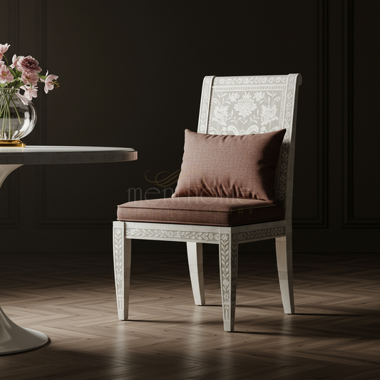 Luxury Inlay Floral Pattern Chair with Cushions | Luxury Handmade Chair