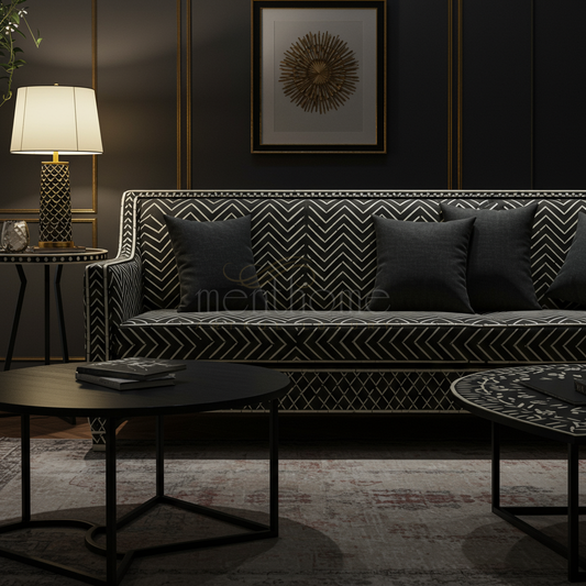 Luxury Inlay Chevron Pattern Sofa | Luxury Handmade Sofa