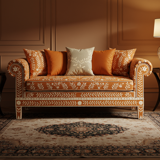 Luxury Handcrafted Inlay Floral Sofa | Luxury Handmade Sofa