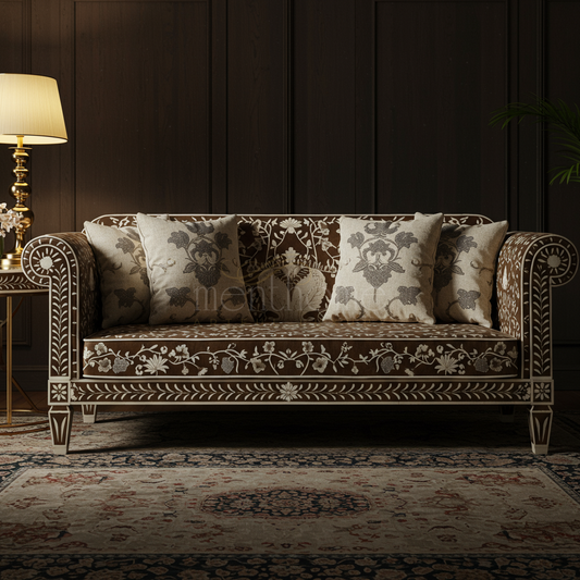 Luxury Handcrafted Inlay Floral Sofa | Luxury Handmade Sofa