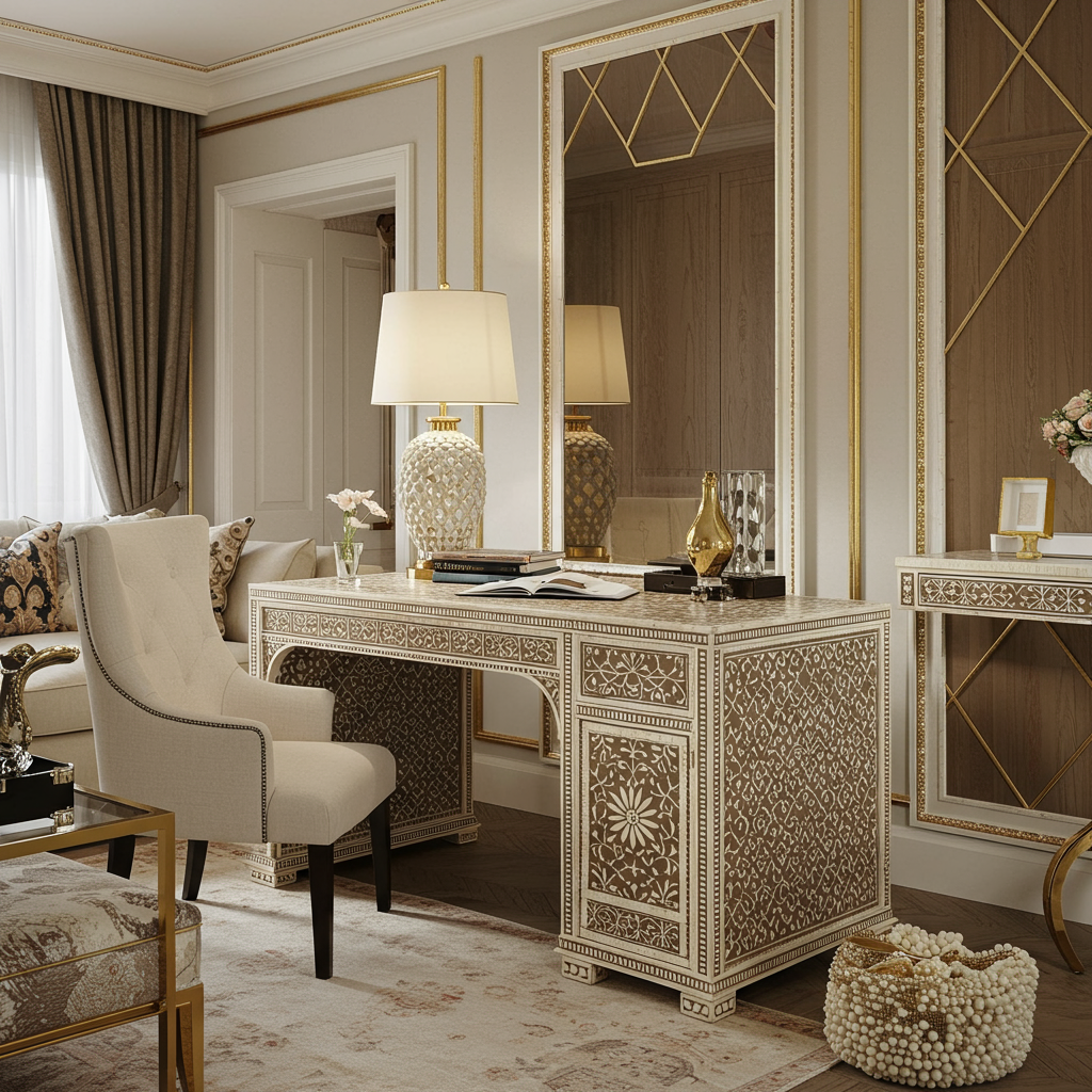 The Art of Bone Inlay Desk: Space-saving and multifunctional design id ...