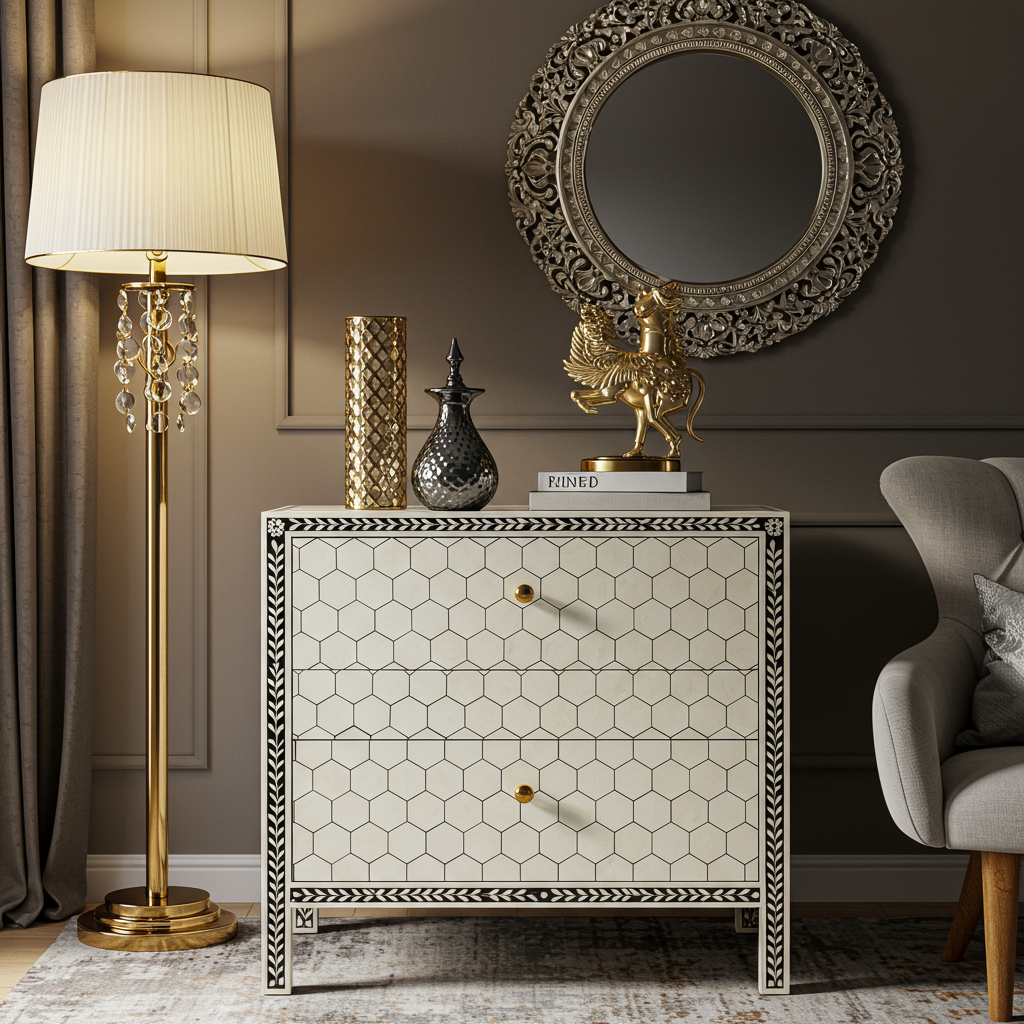 Luxury Bone Inlay or Mother of Pearl Furniture