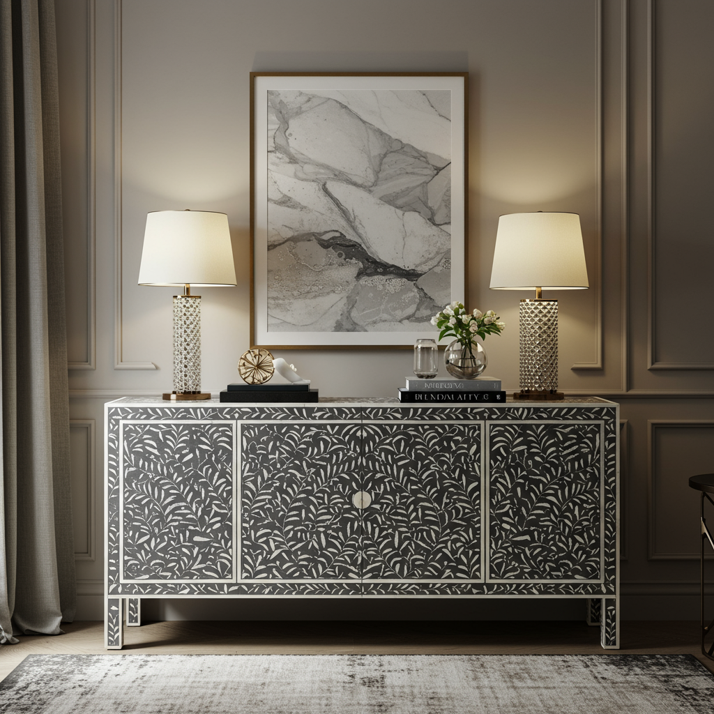 Modern Bone Inlay The Art of Bone Inlay Console: How to style it in modern homes ...