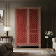 Vintage Red Patterned Wooden Wardrobe | Luxury Handmade Wardrobe