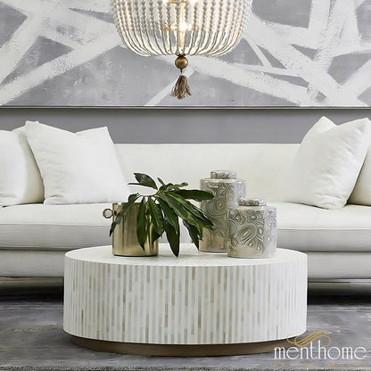 Mother of Pearl Furniture Round Coffee table | Luxury Handmade Coffee Table