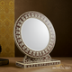 Decorative Round Table Mirror with Intricate Floral Inlay | Luxury Handmade Mirror