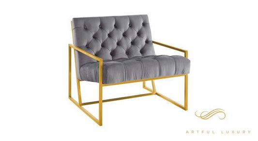 Taina Upholstery Chair In Grey Fabric | Luxury Handmade Chair