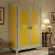 Handcrafted Indian Bone Inlay Mustard Yellow Wardrobe | Luxury Handmade Wardrobe