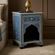 Blue Floral Bone Inlay Bedside Table | Luxury Handmade Bedside Table