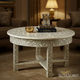 Handcrafted Inlaid Bone and Wood Round Coffee Table | Luxury Handmade Coffee Table