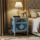 Blue Hand-Painted Decorative Nightstand | Luxury Handmade Bedside Table