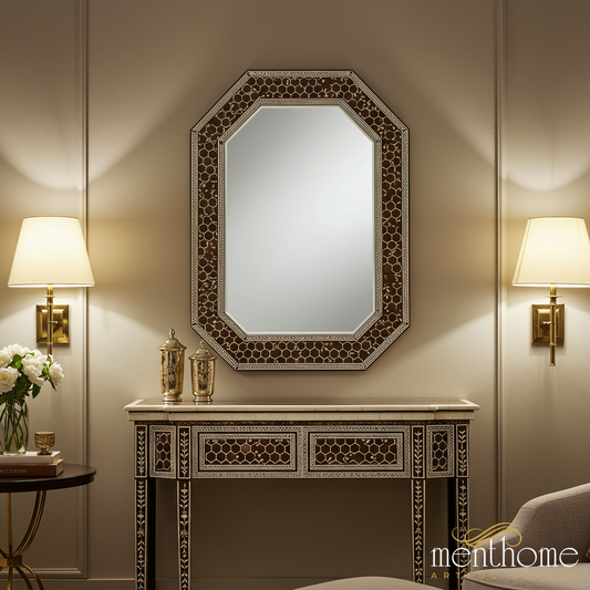 Decorative Inlaid Octagonal Wall Mirror | Luxury Handmade Mirror