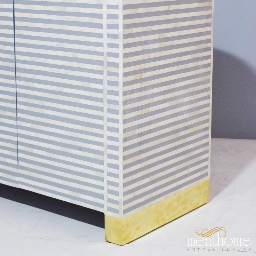Grey Curved Waterfall 2 door Cabinet | Luxury Handmade Cabinet