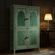 Elegant Green Inlaid Wooden Storage Cabinet | Luxury Handmade Cabinet