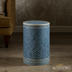 Navy and Gold Herringbone inlay Stool | Luxury Handmade Side Table