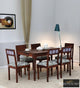 Rosewood Dining Table and Chair In Provincial Teak Finish with Cushioning | Luxury Handmade Chair