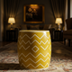 Yellow inlay Garden Stool with White Geometric Pattern