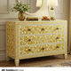 Hand-Painted Floral Wood Dresser with Brass Hardware | Luxury Handmade Dresser