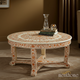 Handcrafted Floral Inlay Round Coffee Table | Luxury Handmade Coffee Table