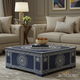 Elegant Navy Blue Hand-Painted Decorative Coffee Table | Luxury Handmade Coffee Table