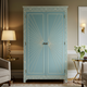 Elegant Blue and Cream Decorative Wardrobe Cabinet | Luxury Handmade Wardrobe