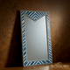 Chevron Pattern Blue and White Decorative Wall Mirror | Luxury Handmade Mirror