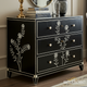 Black Floral Hand-Painted Wooden Chest of Drawers | Luxury Handmade Dresser