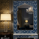 Intricately Designed Blue and White Ornate Wall Mirror | Luxury Handmade Mirror