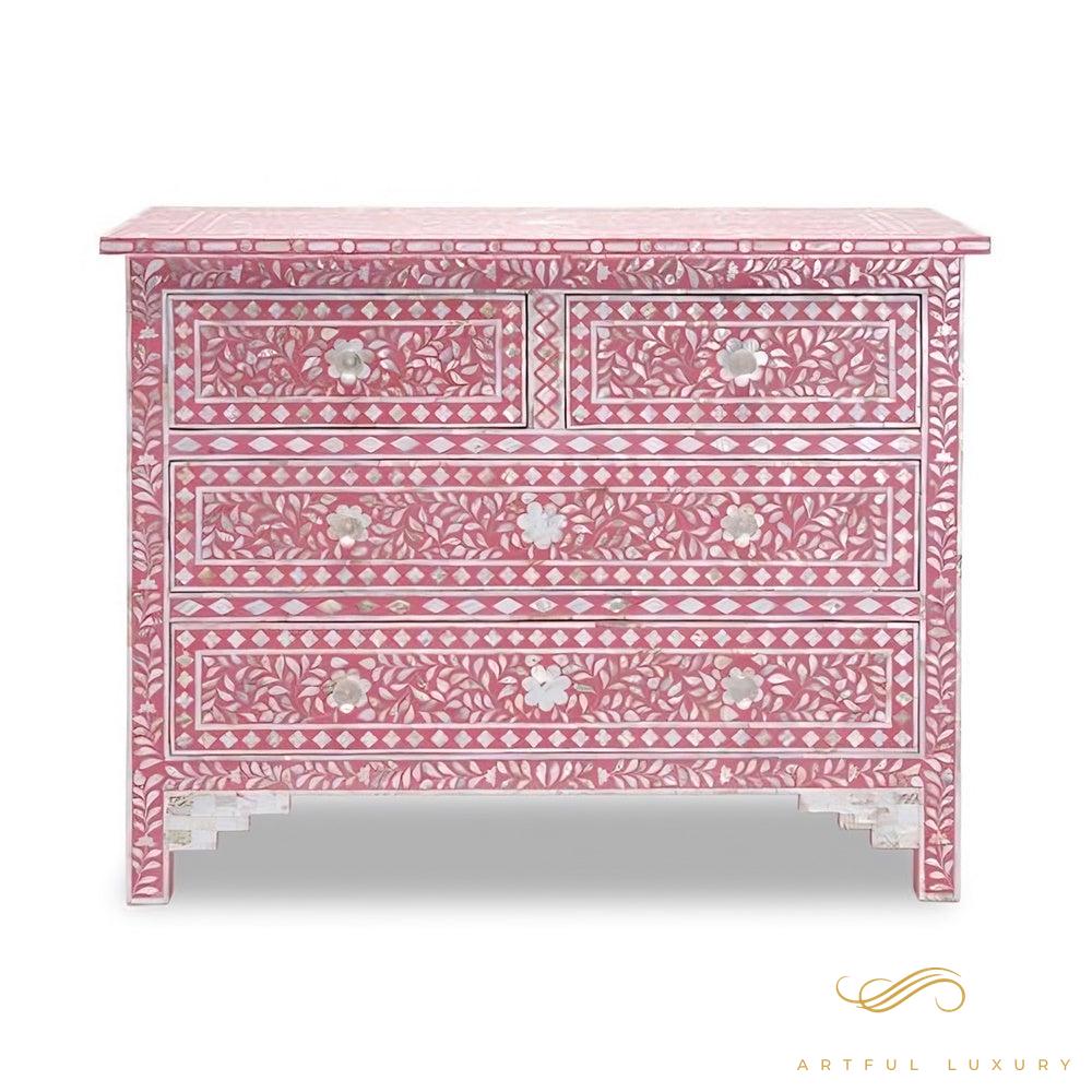 4 Drawer Dresser Mother of Pearl Inlay | Luxury Handmade Dresser