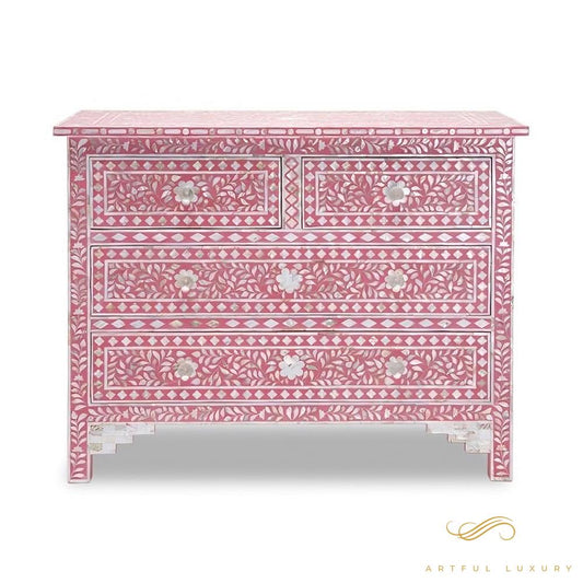 4 Drawer Dresser Mother of Pearl Inlay | Luxury Handmade Dresser