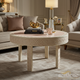 Elegant Round Wooden Coffee Table with Greek Key Pattern | Luxury Handmade Coffee Table