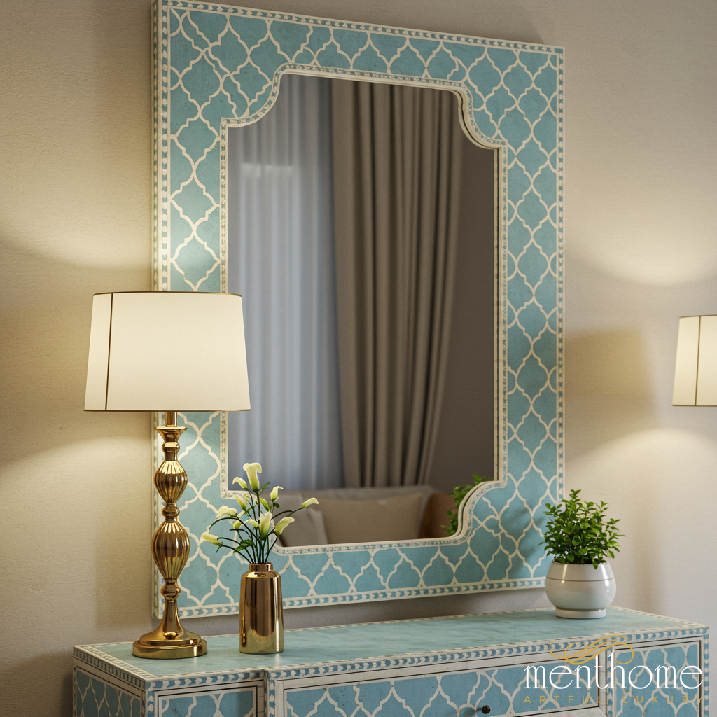 Moroccan Style Blue Mirror | Luxury Handmade Mirror