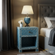 Blue Decorative Wooden Nightstand with Single Drawer | Luxury Handmade Bedside Table