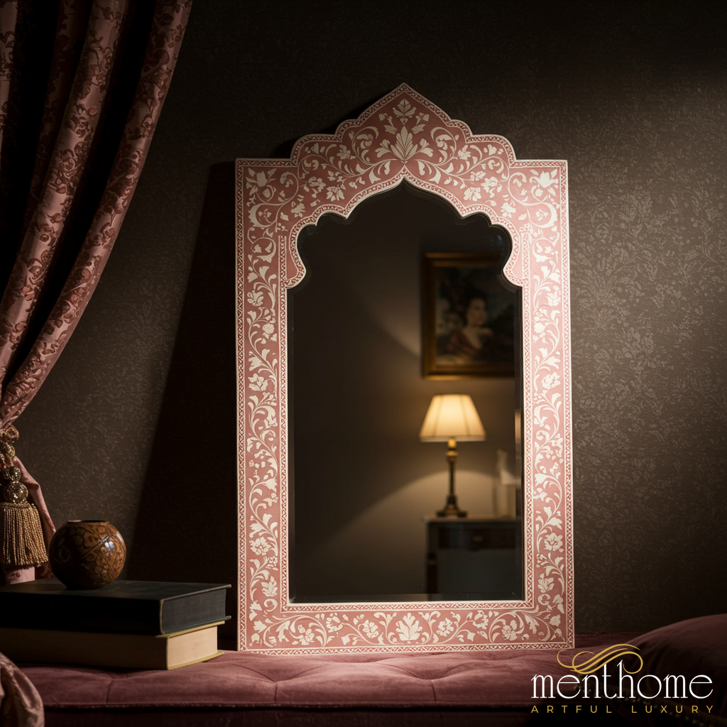 Ornate Decorative Wall Mirror with Floral Pattern Frame | Luxury Handmade Mirror
