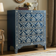 Vintage Blue Floral Patterned 4-Drawer Chest | Luxury Handmade Dresser