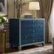 Navy Blue Wooden Chest of Drawers with Ivory Inlay | Luxury Handmade Chest of Drawer