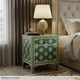 Green Decorative Bedside Table with Inlay Work | Luxury Handmade Bedside Table