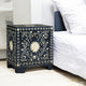 Handmade Floral Pattern Bone Inlay Bedside Table with One Drawer | Luxury Handmade Bedside Table