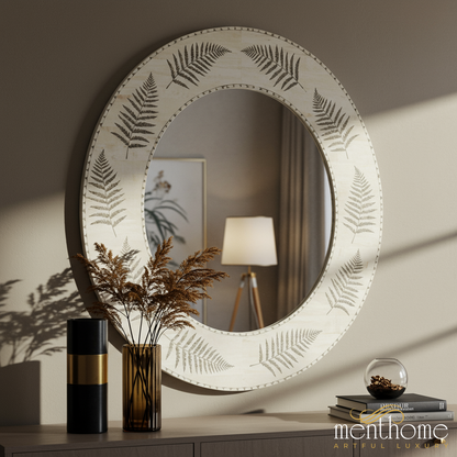 Fern Motif Decorative Wall Mirror | Luxury Handmade Mirror