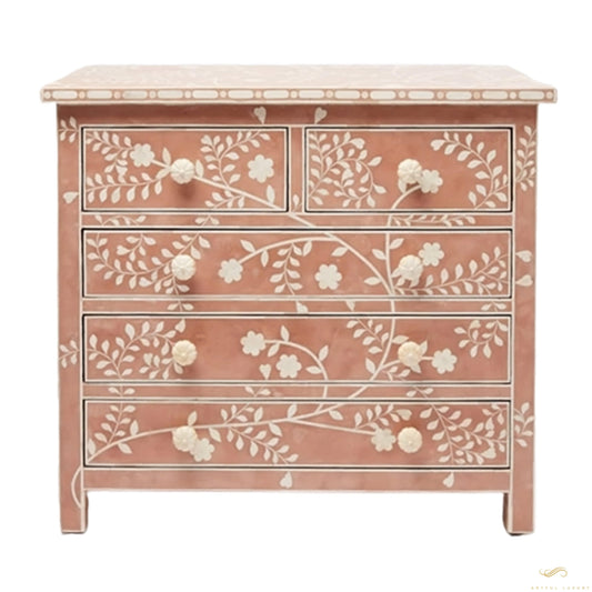 Bone Inlay Modern Floral dressers | Luxury Handmade Dresser