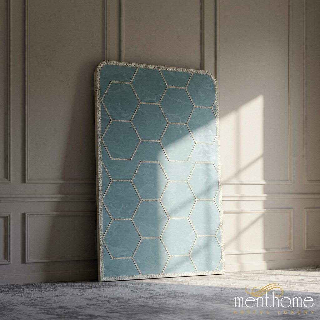 Hexagonal Pattern Decorative Wall Mirror | Luxury Handmade Mirror