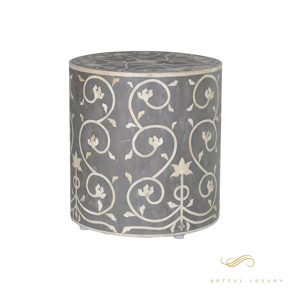 Bone Inlaid Stool Handcrafted | Luxury Handmade Stool