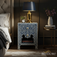 Handcrafted Inlay Bone Nightstand with Floral Motif | Luxury Handmade Bedside Table
