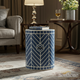 Blue Geometric inlay Side Table | Luxury Handmade Stool