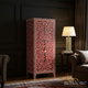 Red Floral Inlay Tall Chest of Drawers | Luxury Handmade Tallboy
