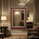 Elegant Red and White Ornate Wall Mirror | Luxury Handmade Mirror