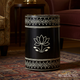 Black and White Floral Inlay Side Table | Luxury Handmade Stool