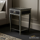 Black and White Inlay Bedside Table with Drawer | Luxury Handmade Bedside Table