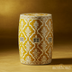 Decorative Yellow and White Patterned inlay Garden Stool | Luxury Handmade Stool
