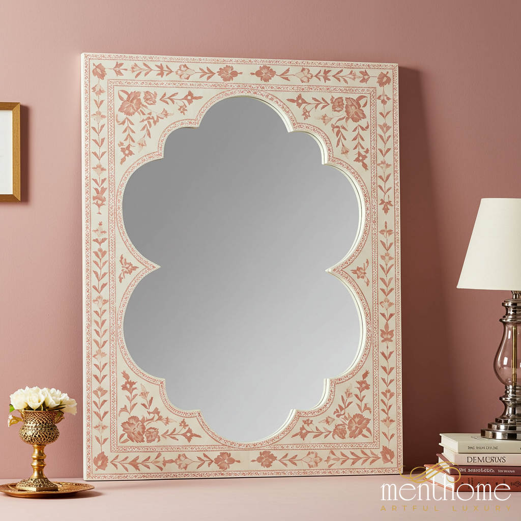 Floral Pattern Decorative Wall Mirror | Luxury Handmade Mirror